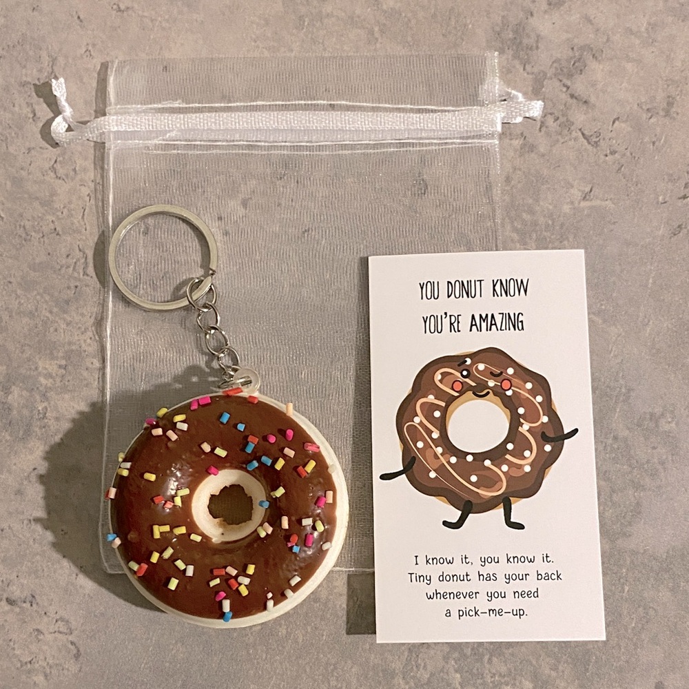 Chocolate Sprinkle Donut Squishy Keychain